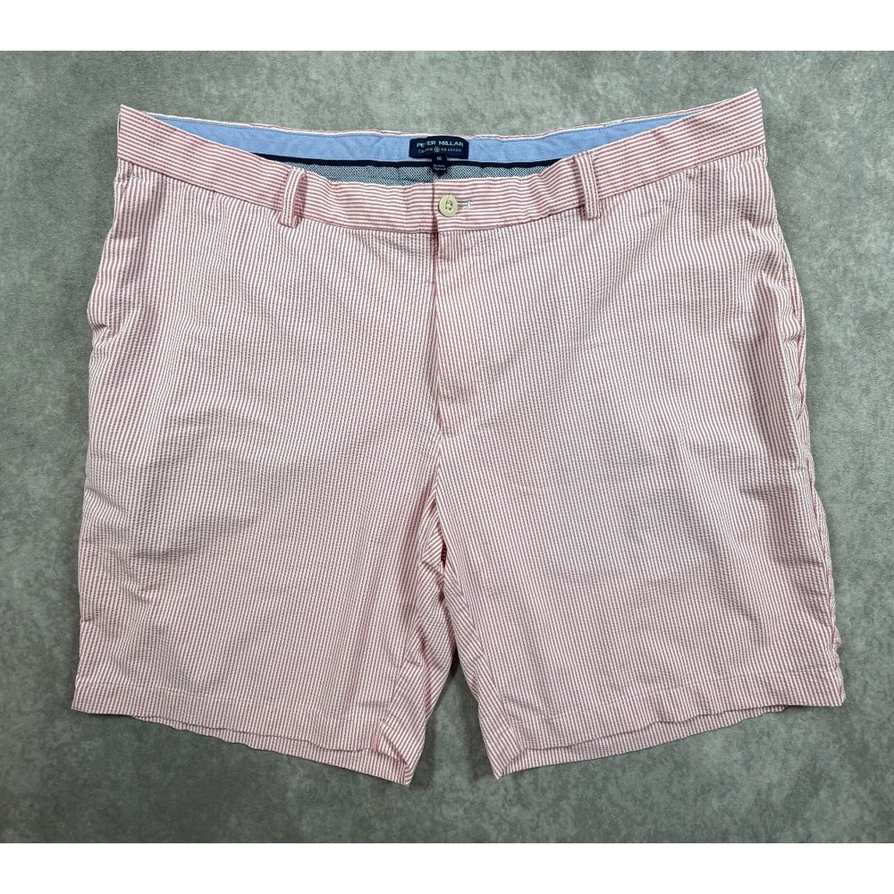 Peter Millar Mens 40 Crown Crafted Matlock Seersucker Shorts Pink Stripe Golf